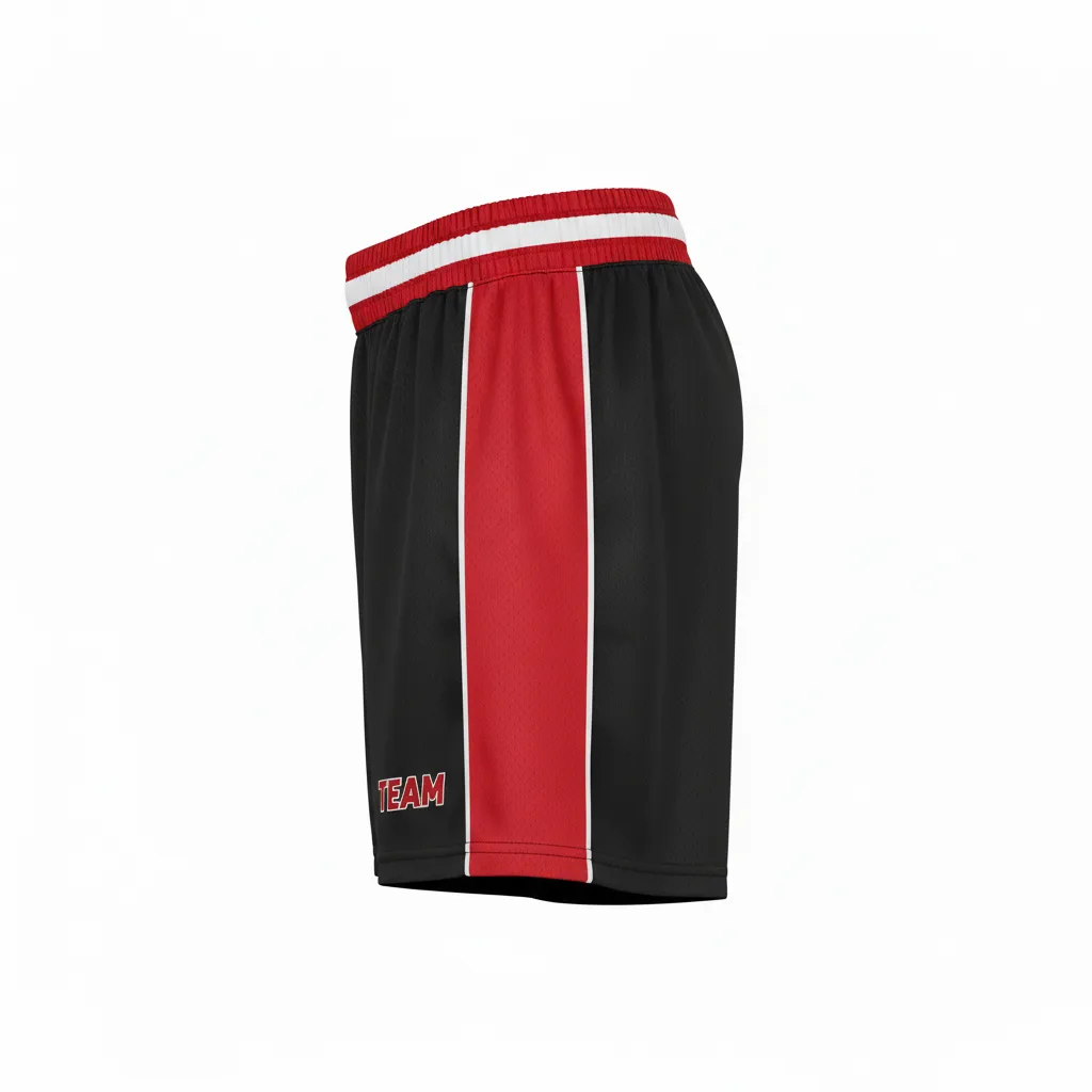 Custom Softball Training Shorts - Custom Design - Blackredwhite - Side View - HAMCO Sports Inc.