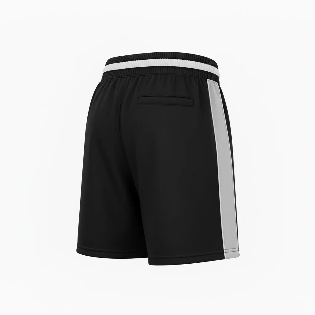 Custom Softball Training Shorts - Custom Design - Blacksilverwhite - Back View - HAMCO Sports Inc.