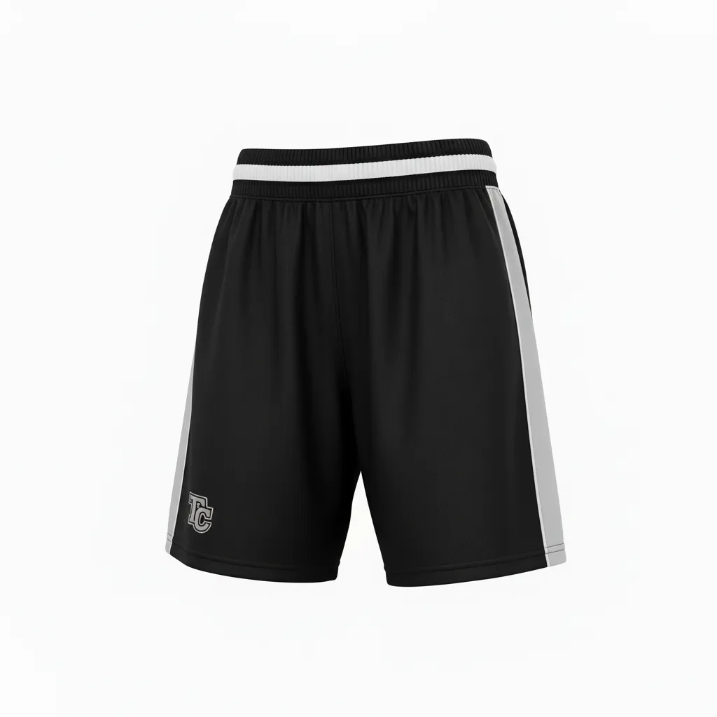 Custom Softball Training Shorts - Custom Design - Blacksilverwhite - Front View - HAMCO Sports Inc.