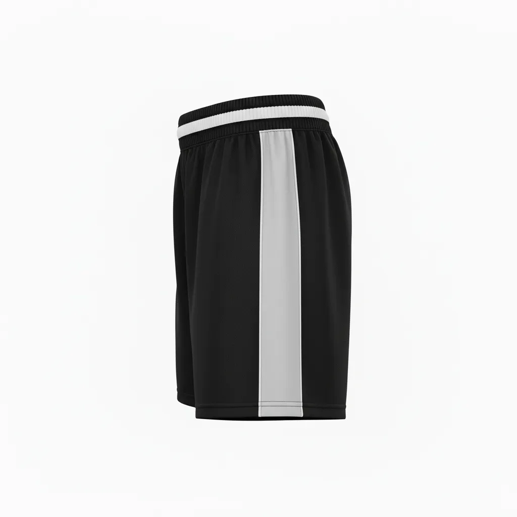 Custom Softball Training Shorts - Custom Design - Blacksilverwhite - Side View - HAMCO Sports Inc.