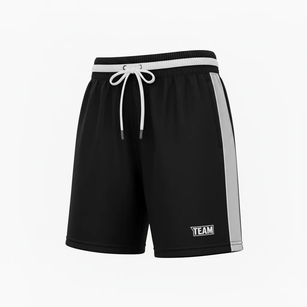 Custom Softball Training Shorts - Custom Design - Blackwhitegrey - Front View - HAMCO Sports Inc.