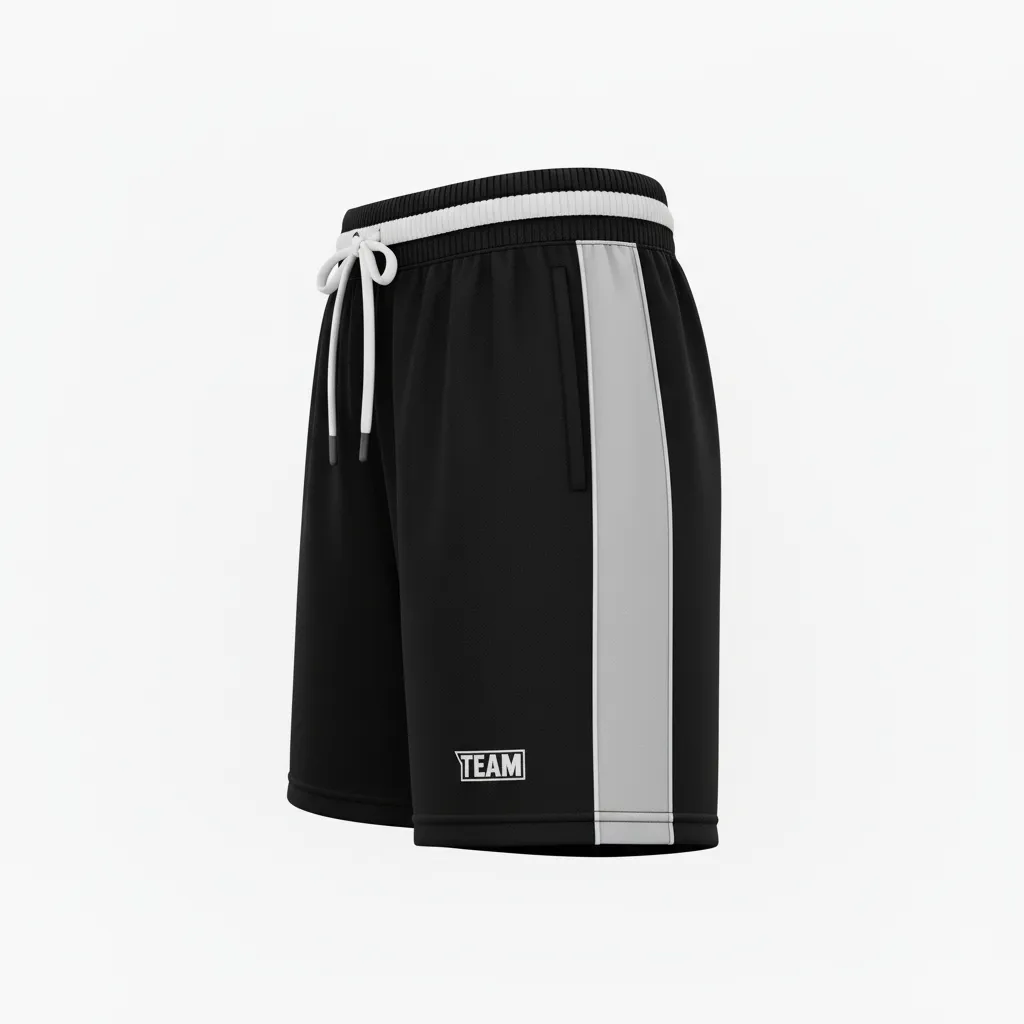 Custom Softball Training Shorts - Custom Design - Blackwhitegrey - Side View - HAMCO Sports Inc.