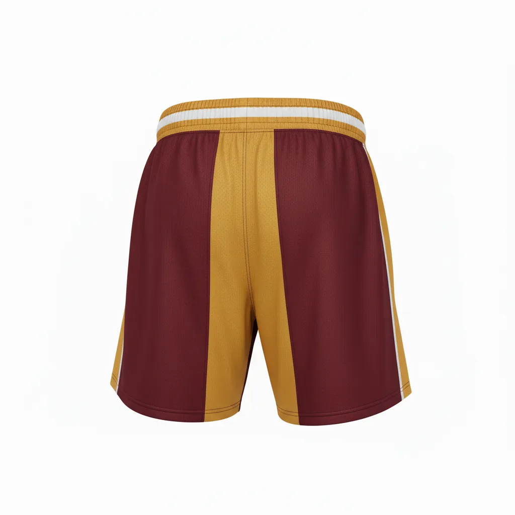 Custom Softball Training Shorts - Custom Design - Burgundygoldwhite - Back View - HAMCO Sports Inc.