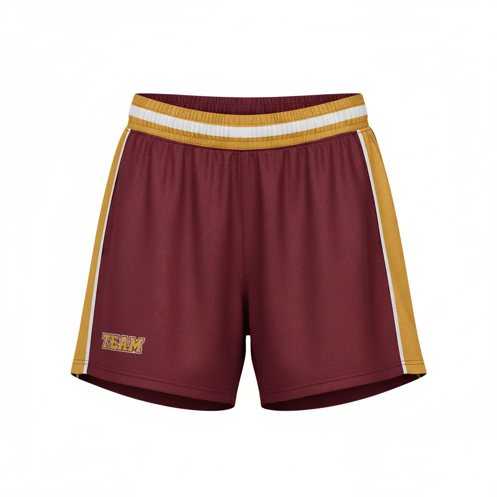 Custom Softball Training Shorts - Custom Design - Burgundygoldwhite - Front View - HAMCO Sports Inc.