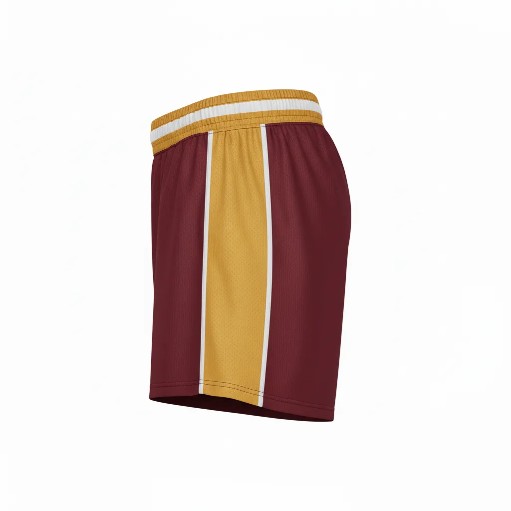 Custom Softball Training Shorts - Custom Design - Burgundygoldwhite - Side View - HAMCO Sports Inc.