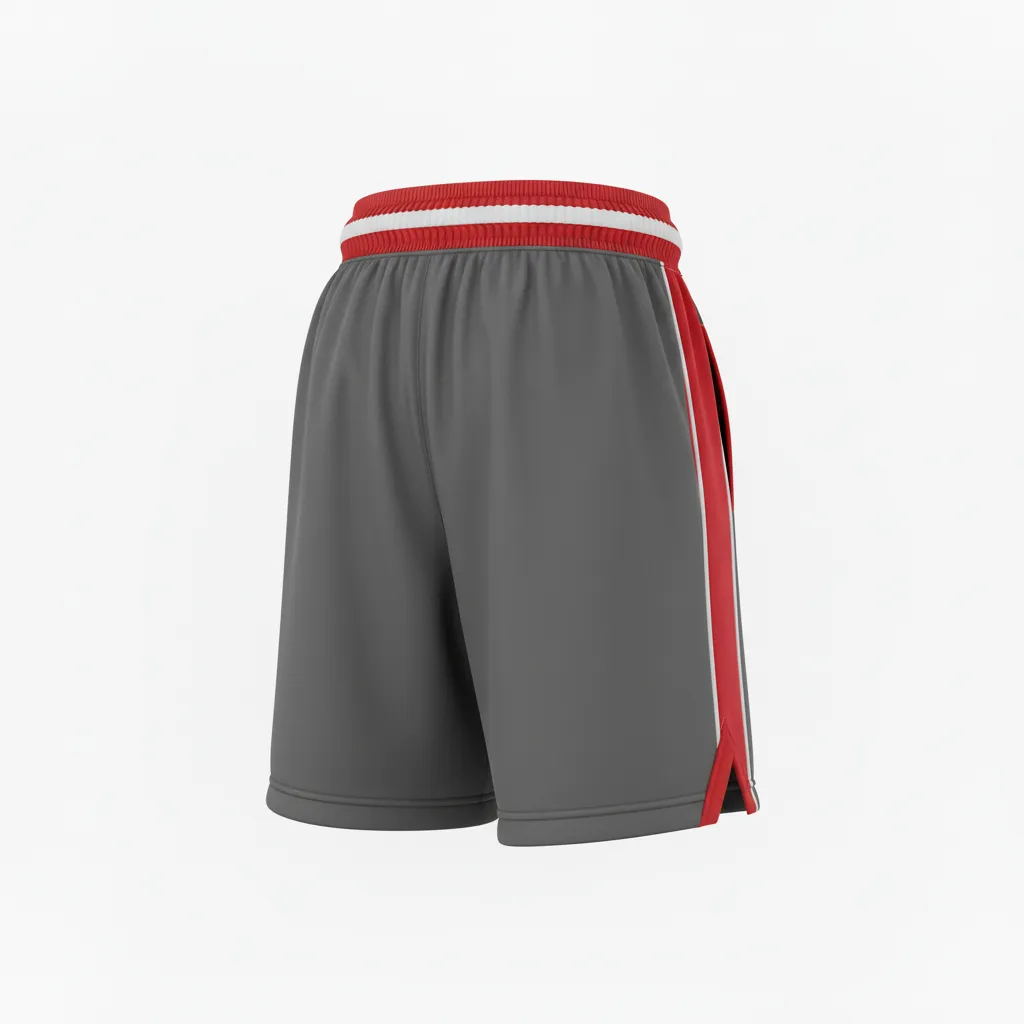 Custom Softball Training Shorts - Custom Design - Charcoalredwhite - Back View - HAMCO Sports Inc.