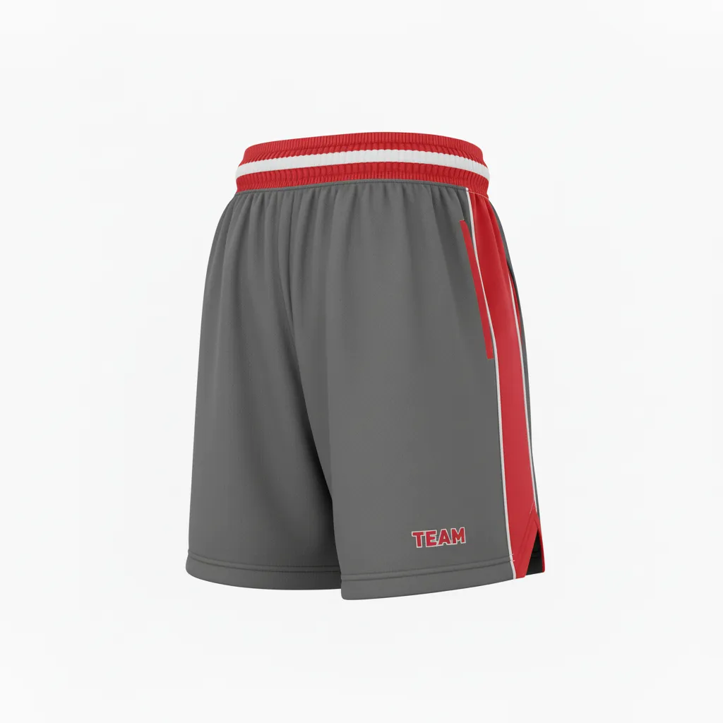Custom Softball Training Shorts - Custom Design - Charcoalredwhite - Front View - HAMCO Sports Inc.