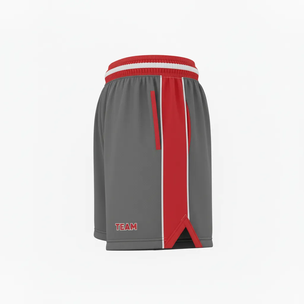 Custom Softball Training Shorts - Custom Design - Charcoalredwhite - Side View - HAMCO Sports Inc.