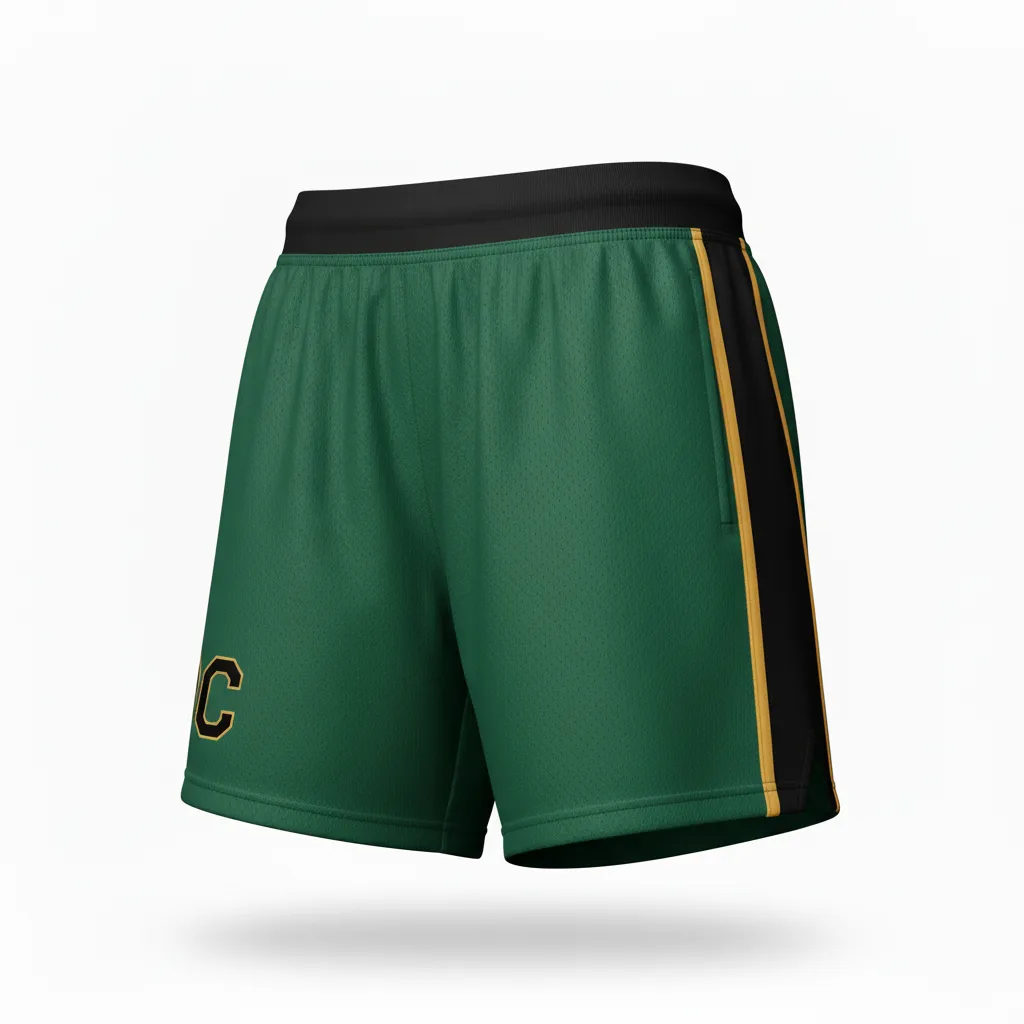 Custom Softball Training Shorts - Custom Design - Forestblackgold - Front View - HAMCO Sports Inc.