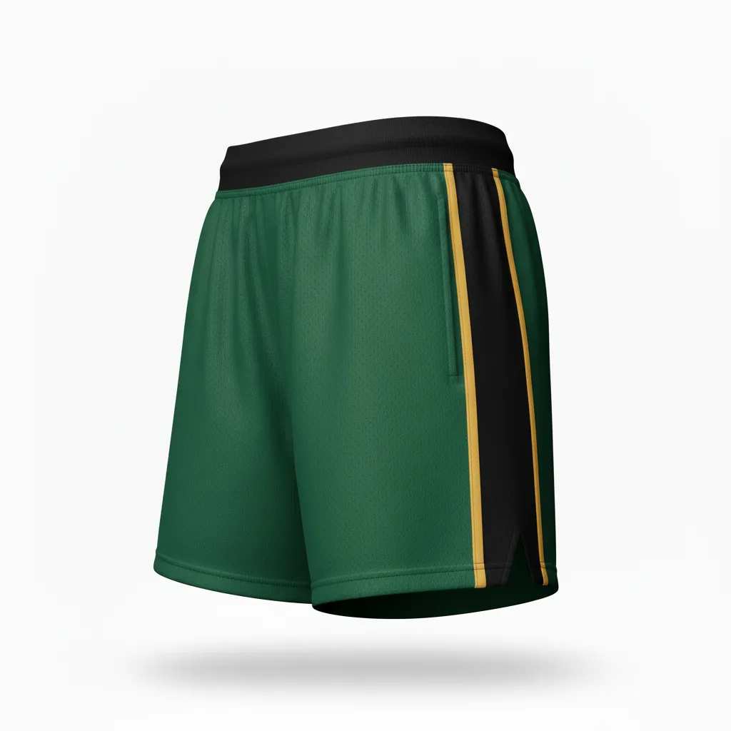Custom Softball Training Shorts - Custom Design - Forestblackgold - Side View - HAMCO Sports Inc.