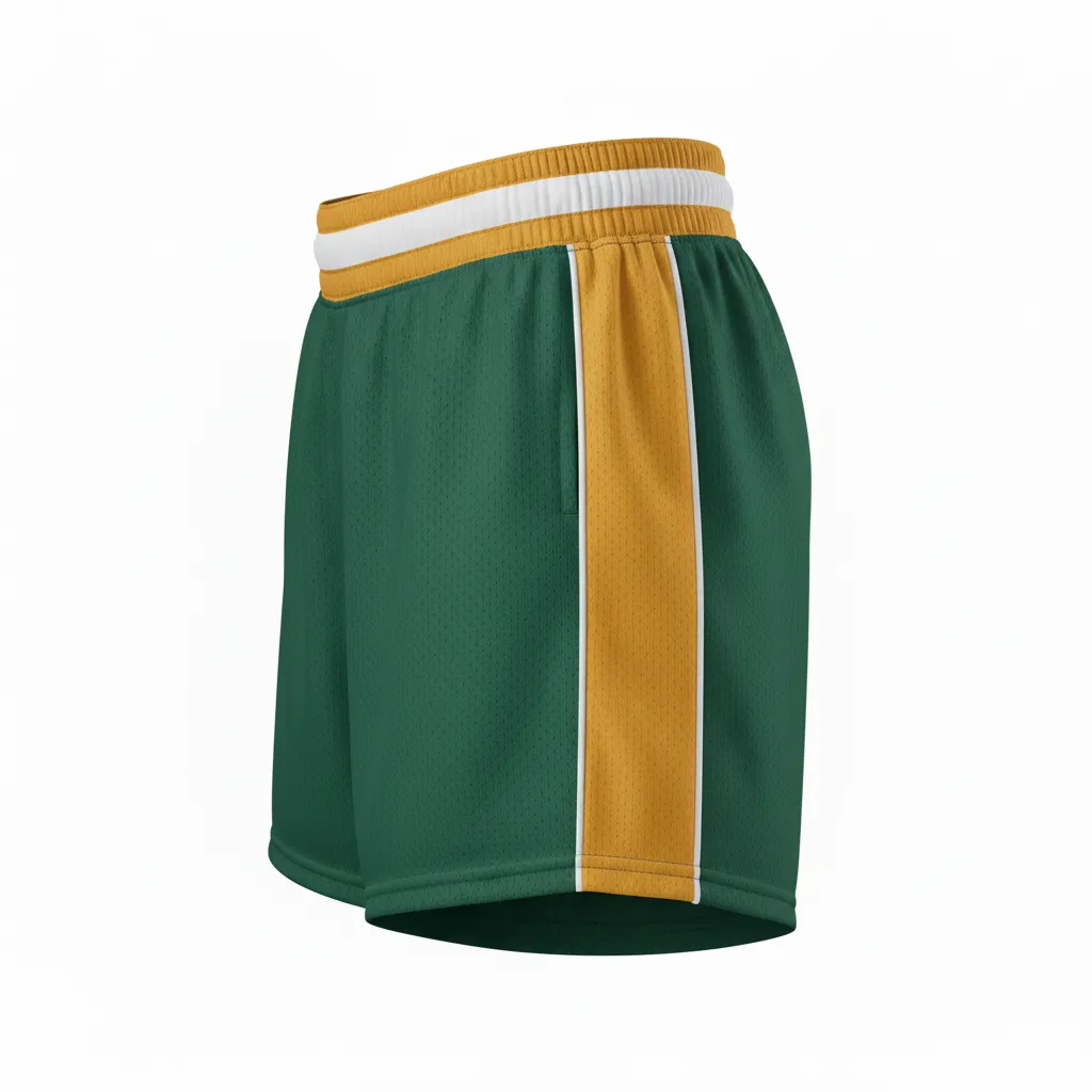 Custom Softball Training Shorts - Custom Design - Forestgoldwhite - Side View - HAMCO Sports Inc.