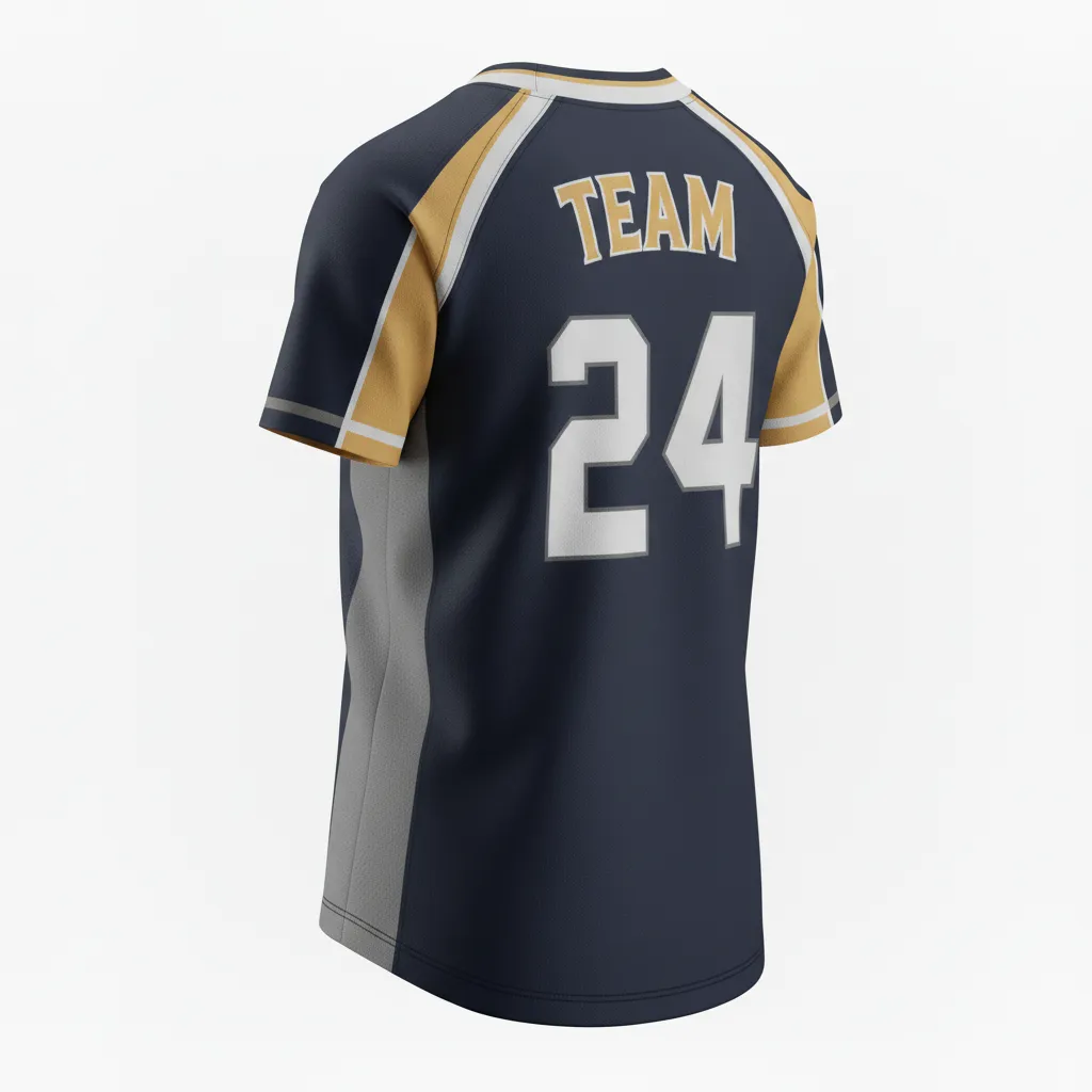 Custom Softball V Neck Softball Jersey - Custom Design - Blackgoldwhite - Back View - HAMCO Sports Inc.