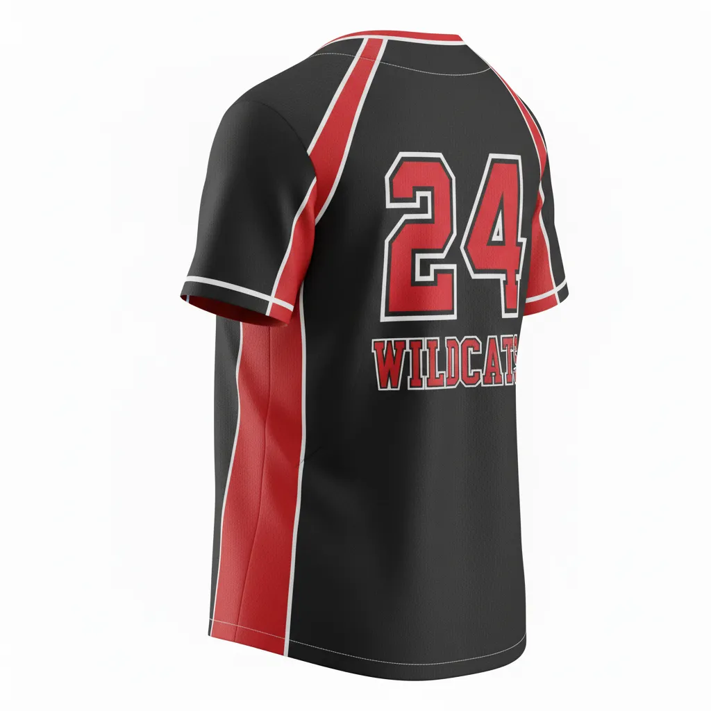 Custom Softball V Neck Softball Jersey - Custom Design - Blackredwhite - Back View - HAMCO Sports Inc.