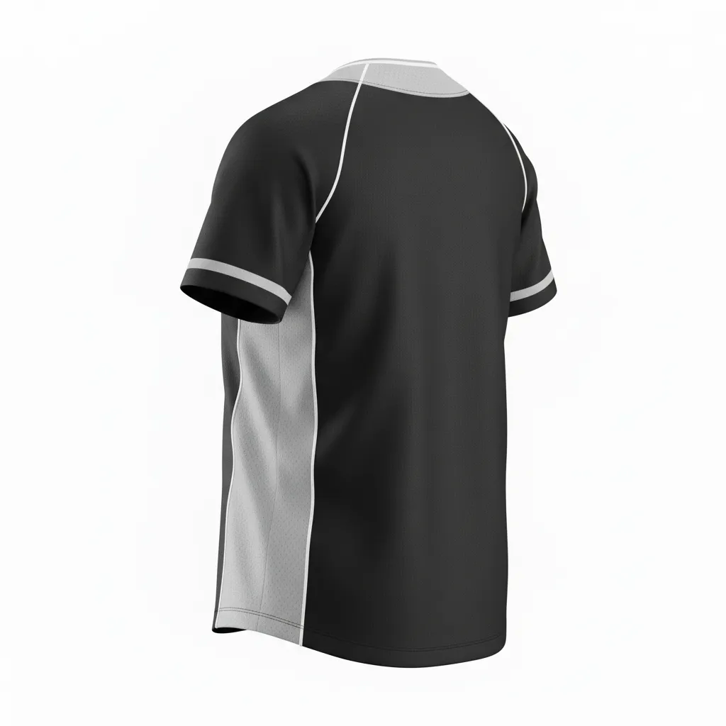 Custom Softball V Neck Softball Jersey - Custom Design - Blacksilverwhite - Back View - HAMCO Sports Inc.
