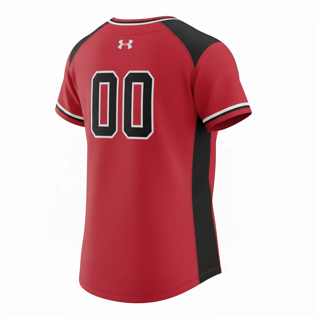 Custom Softball V Neck Softball Jersey - Custom Design - Cardinalblackwhite - Back View - HAMCO Sports Inc.