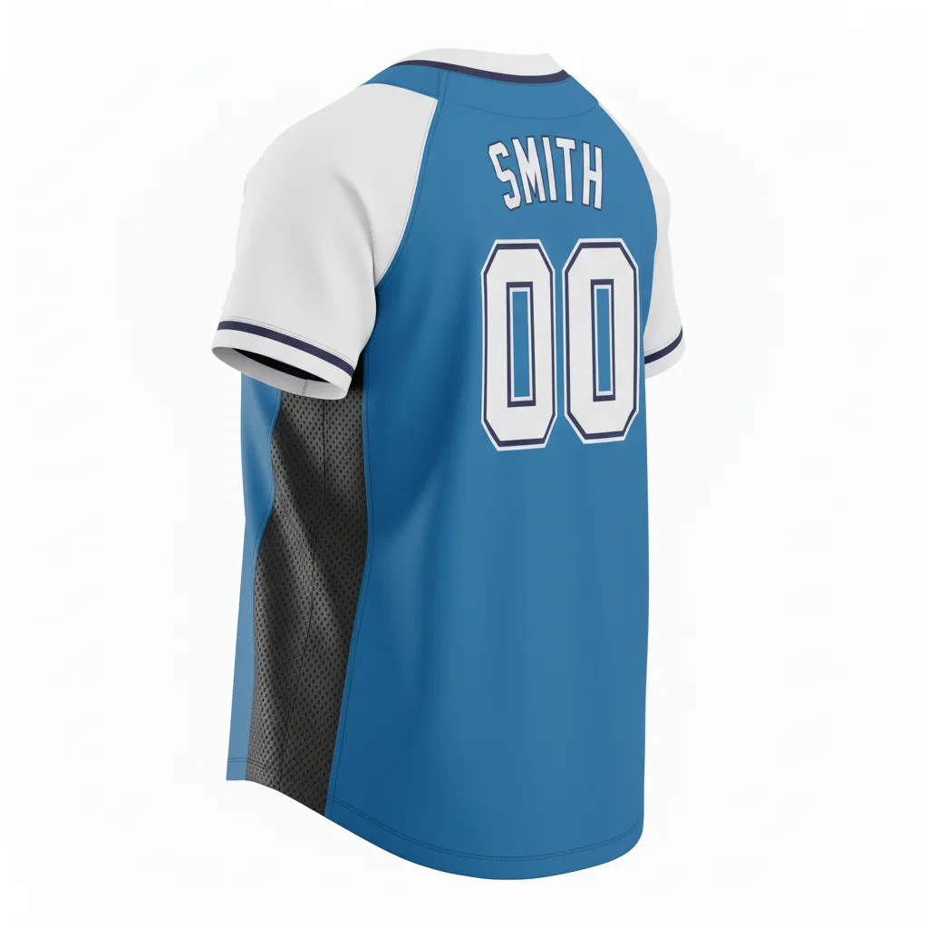 Custom Softball V Neck Softball Jersey - Custom Design - Columbiawhitenavy - Back View - HAMCO Sports Inc.