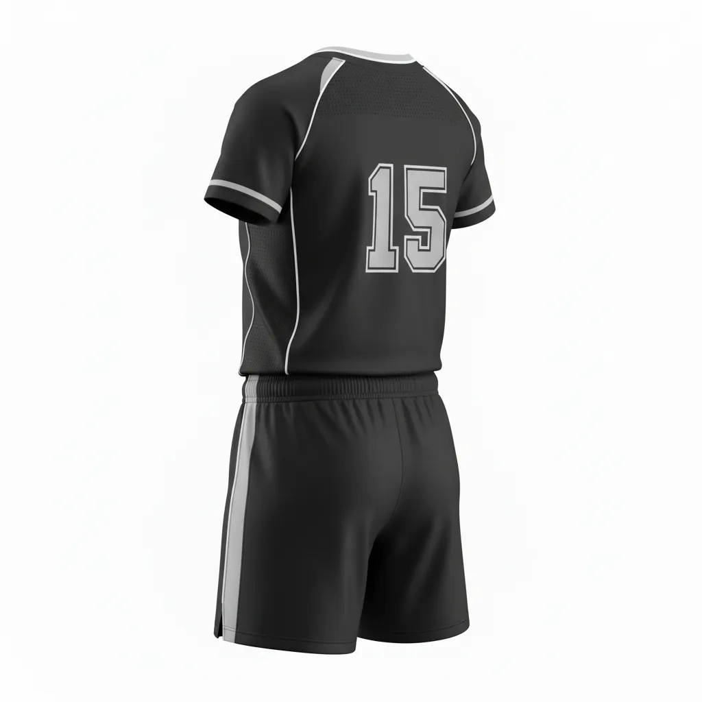 Custom Softball V Neck Softball Uniform - Custom Design - Blacksilverwhite - Back View - HAMCO Sports Inc.