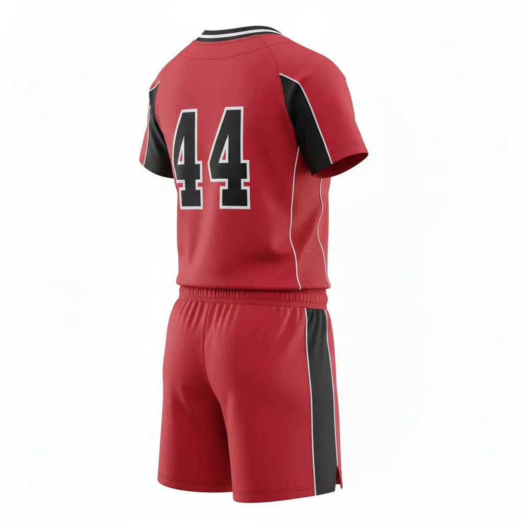 Custom Softball V Neck Softball Uniform - Custom Design - Cardinalblackwhite - Back View - HAMCO Sports Inc.