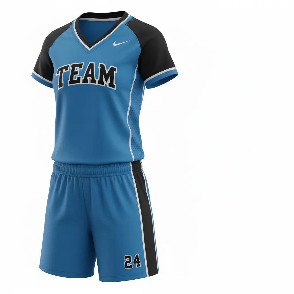 Custom Softball V Neck Softball Uniform - Custom Design - Columbiablackwhite - Side View - HAMCO Sports Inc.