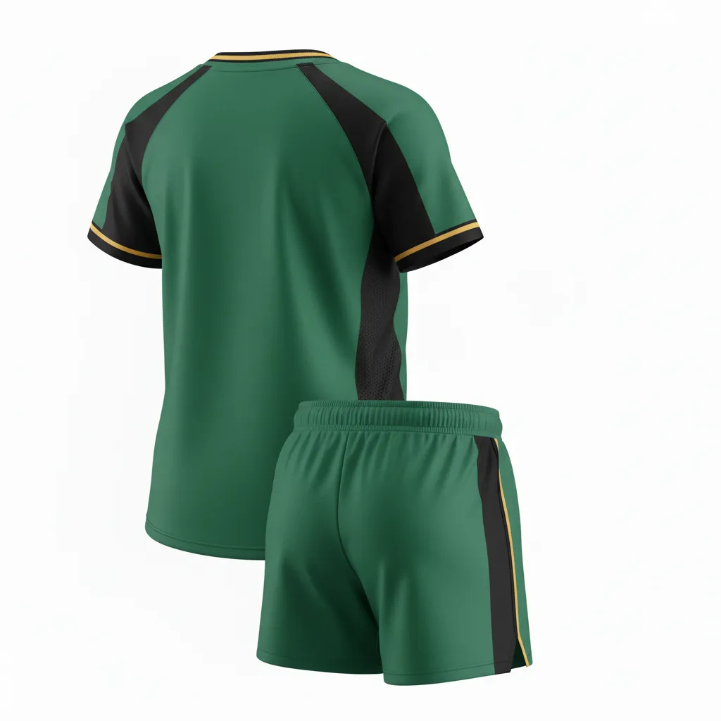 Custom Softball V Neck Softball Uniform - Custom Design - Forestblackgold - Back View - HAMCO Sports Inc.