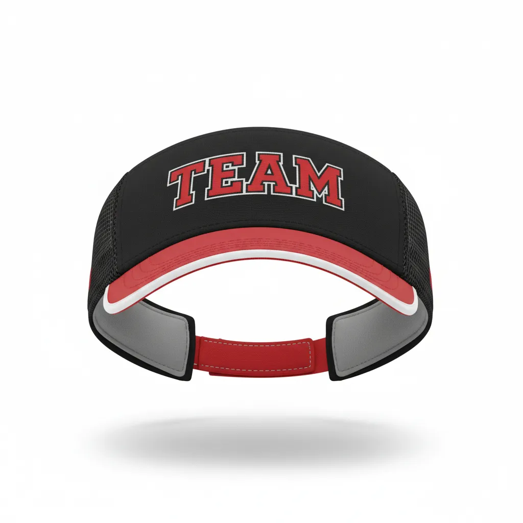 Custom Softball Visor - Custom Design - Blackredwhite - Front View - HAMCO Sports Inc.