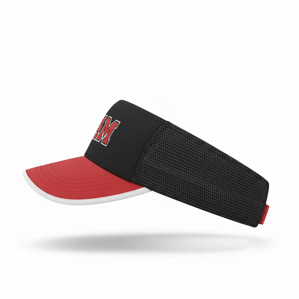 Custom Softball Visor - Custom Design - Blackredwhite - Side View - HAMCO Sports Inc.