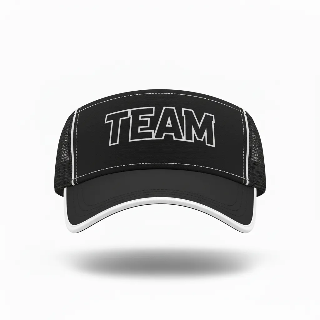 Custom Softball Visor - Custom Design - Blacksilverwhite - Front View - HAMCO Sports Inc.