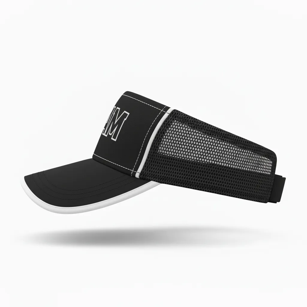 Custom Softball Visor - Custom Design - Blacksilverwhite - Side View - HAMCO Sports Inc.