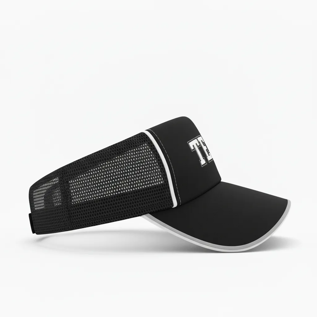 Custom Softball Visor - Custom Design - Blackwhitegrey - Side View - HAMCO Sports Inc.