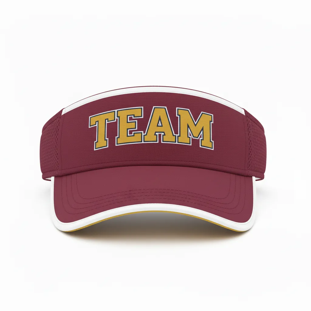 Custom Softball Visor - Custom Design - Burgundygoldwhite - Front View - HAMCO Sports Inc.
