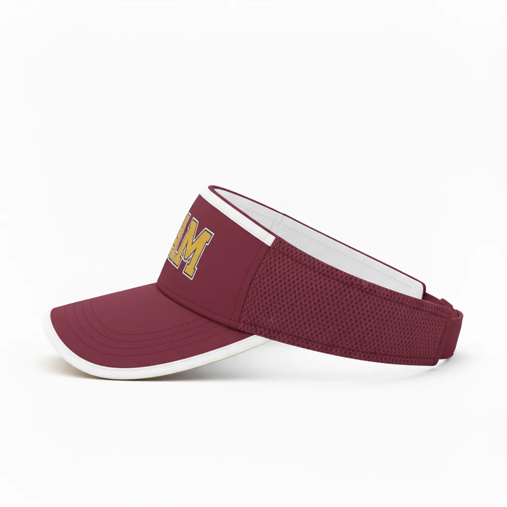 Custom Softball Visor - Custom Design - Burgundygoldwhite - Side View - HAMCO Sports Inc.