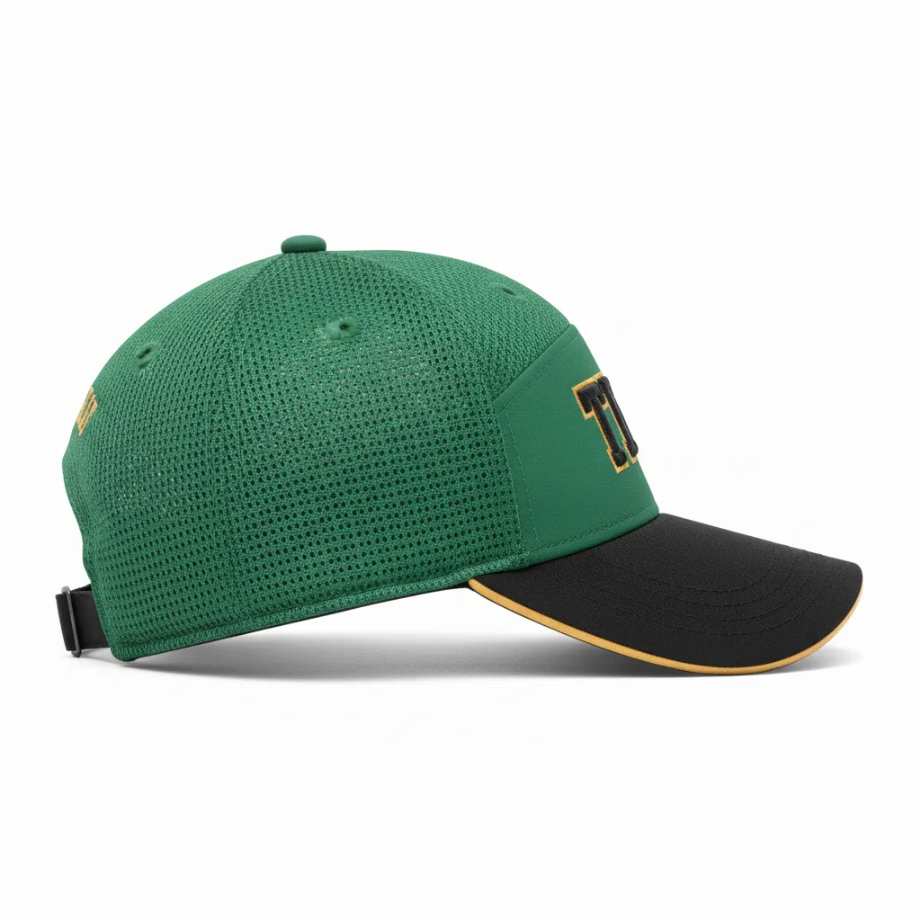 Custom Softball Visor - Custom Design - Forestblackgold - Side View - HAMCO Sports Inc.