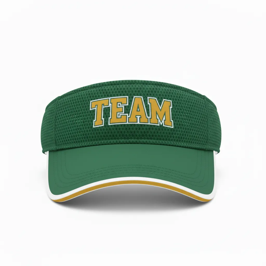 Custom Softball Visor - Custom Design - Forestgoldwhite - Front View - HAMCO Sports Inc.