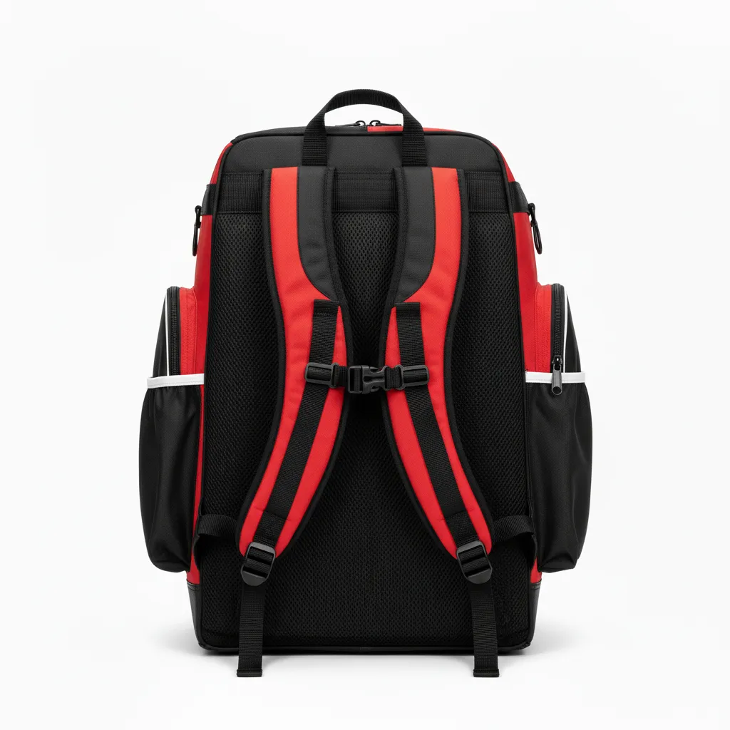 Custom Softball Wheeled Bag - Custom Design - Blackredwhite - Back View - HAMCO Sports Inc.