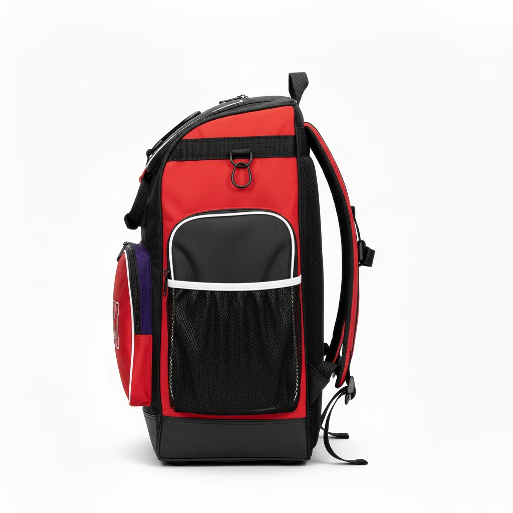 Custom Softball Wheeled Bag - Custom Design - Blackredwhite - Side View - HAMCO Sports Inc.