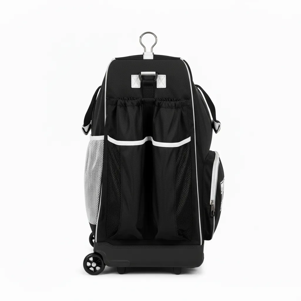 Custom Softball Wheeled Bag - Custom Design - Blackwhitegrey - Side View - HAMCO Sports Inc.