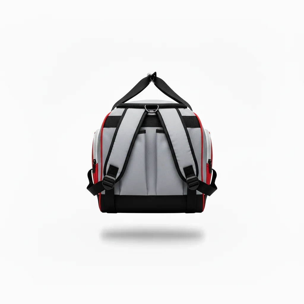 Custom Softball Wheeled Bag - Custom Design - Charcoalredwhite - Back View - HAMCO Sports Inc.