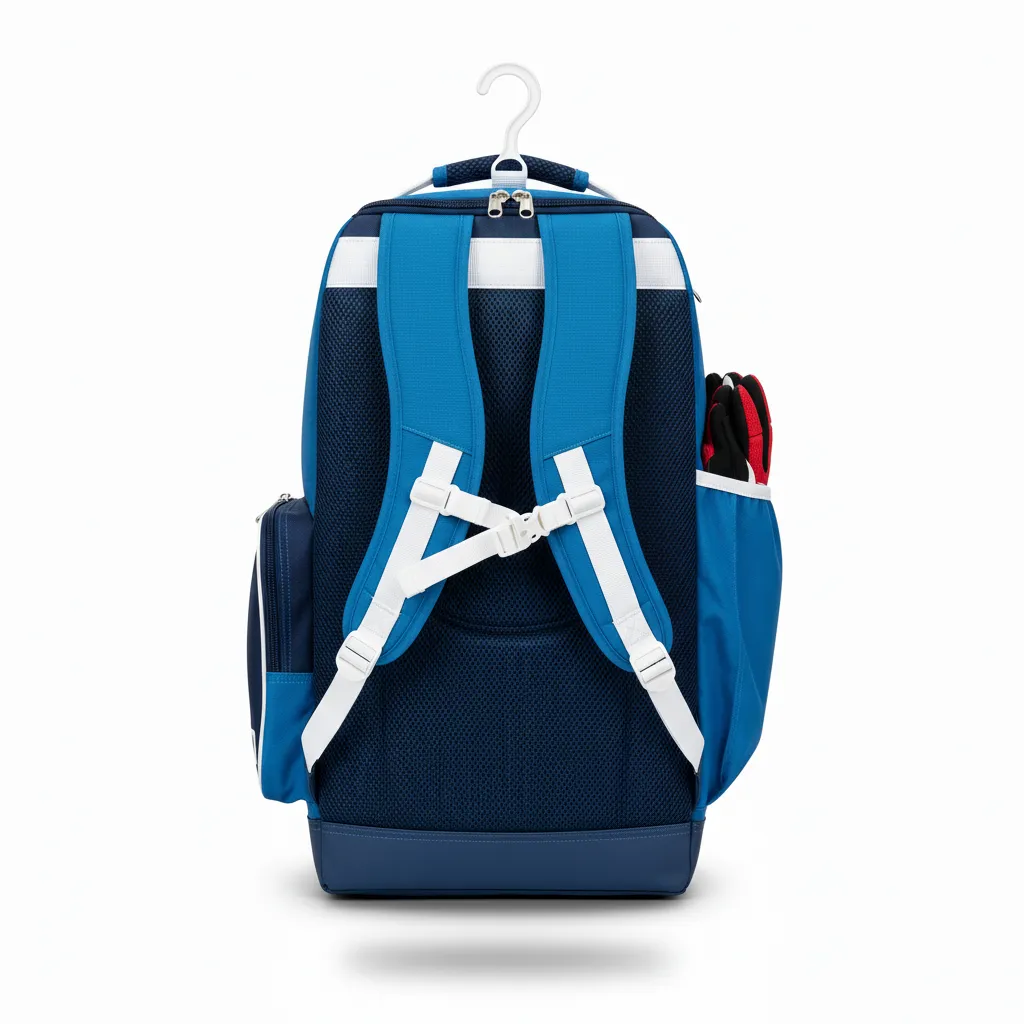 Custom Softball Wheeled Bag - Custom Design - Columbianavywhite - Back View - HAMCO Sports Inc.