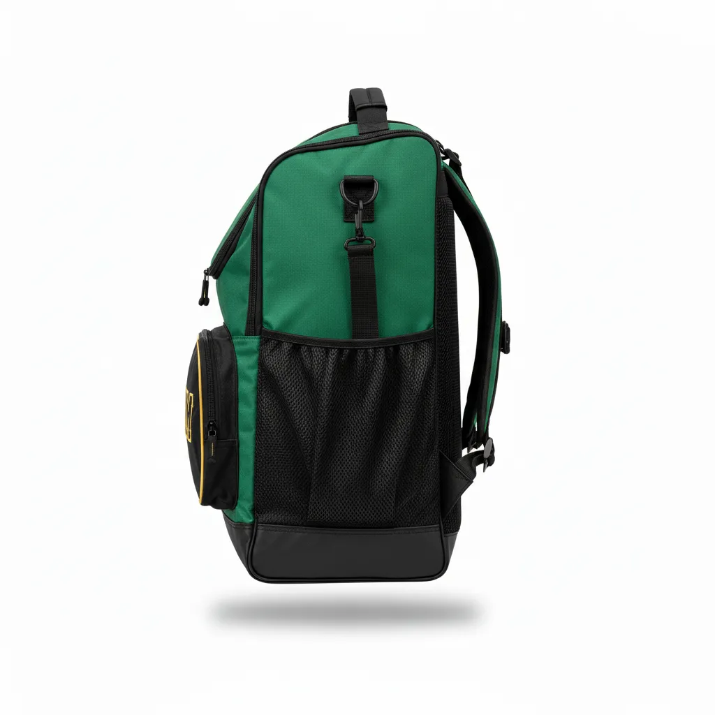 Custom Softball Wheeled Bag - Custom Design - Forestblackgold - Side View - HAMCO Sports Inc.