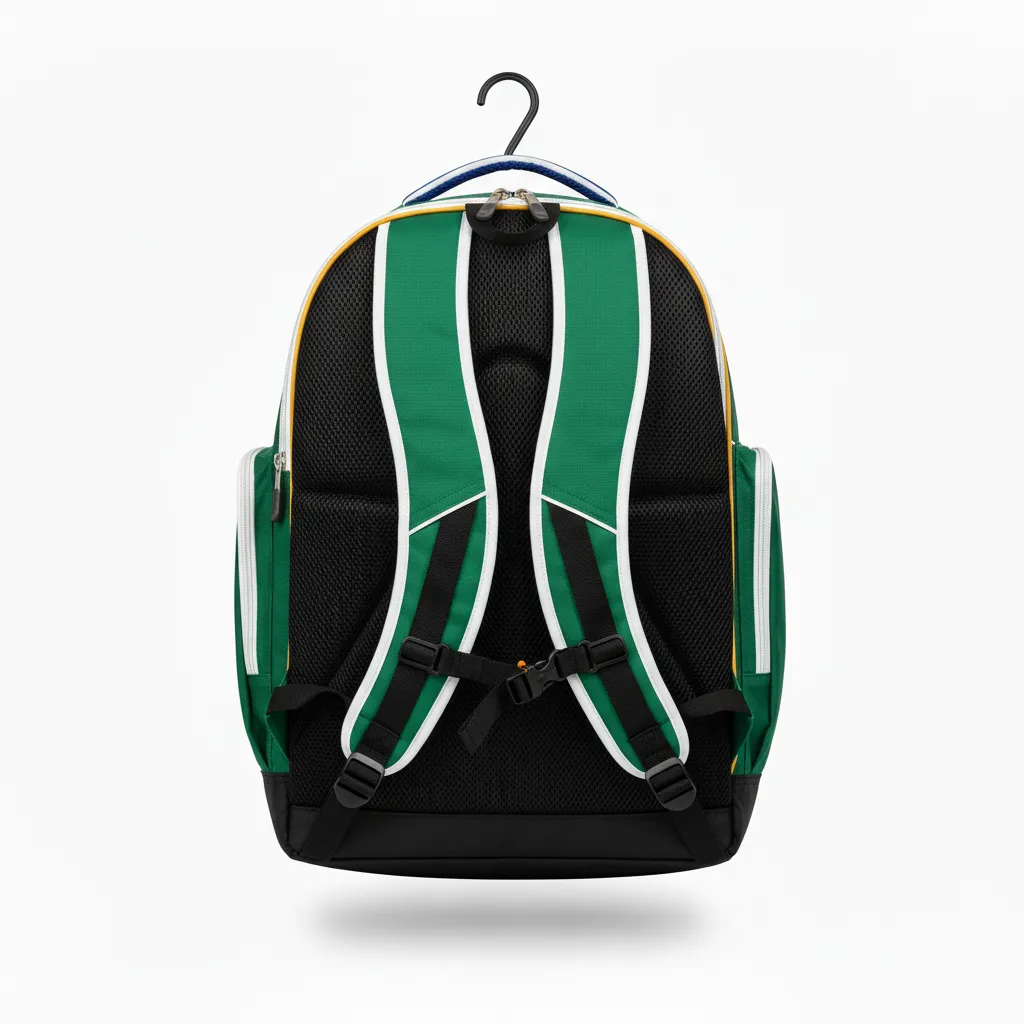 Custom Softball Wheeled Bag - Custom Design - Forestgoldwhite - Back View - HAMCO Sports Inc.