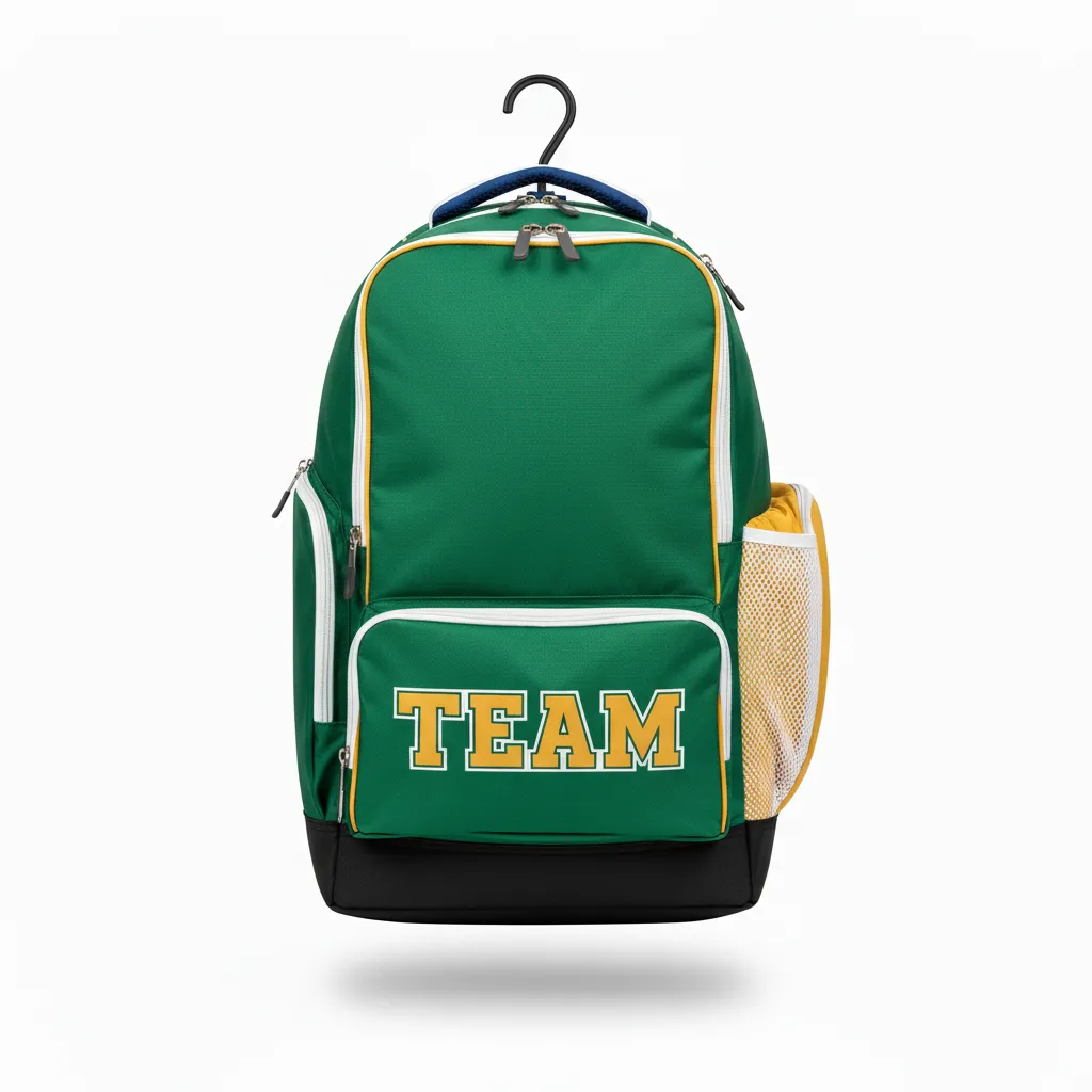 Custom Softball Wheeled Bag - Custom Design - Forestgoldwhite - Front View - HAMCO Sports Inc.