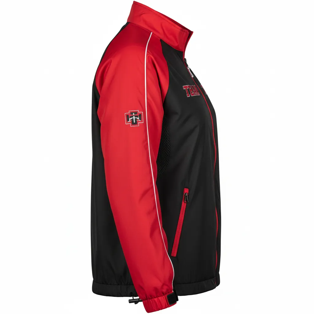 Custom Softball Windbreaker Jacket - Custom Design - Blackredwhite - Side View - HAMCO Sports Inc.