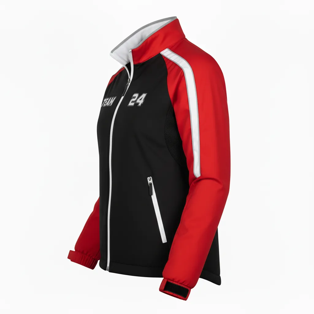 Custom Softball Windbreaker Jacket - Custom Design - Blackwhitegrey - Side View - HAMCO Sports Inc.