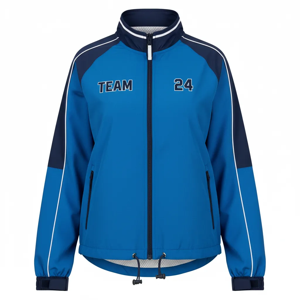 Custom Softball Windbreaker Jacket - Custom Design - Columbianavywhite - Front View - HAMCO Sports Inc.