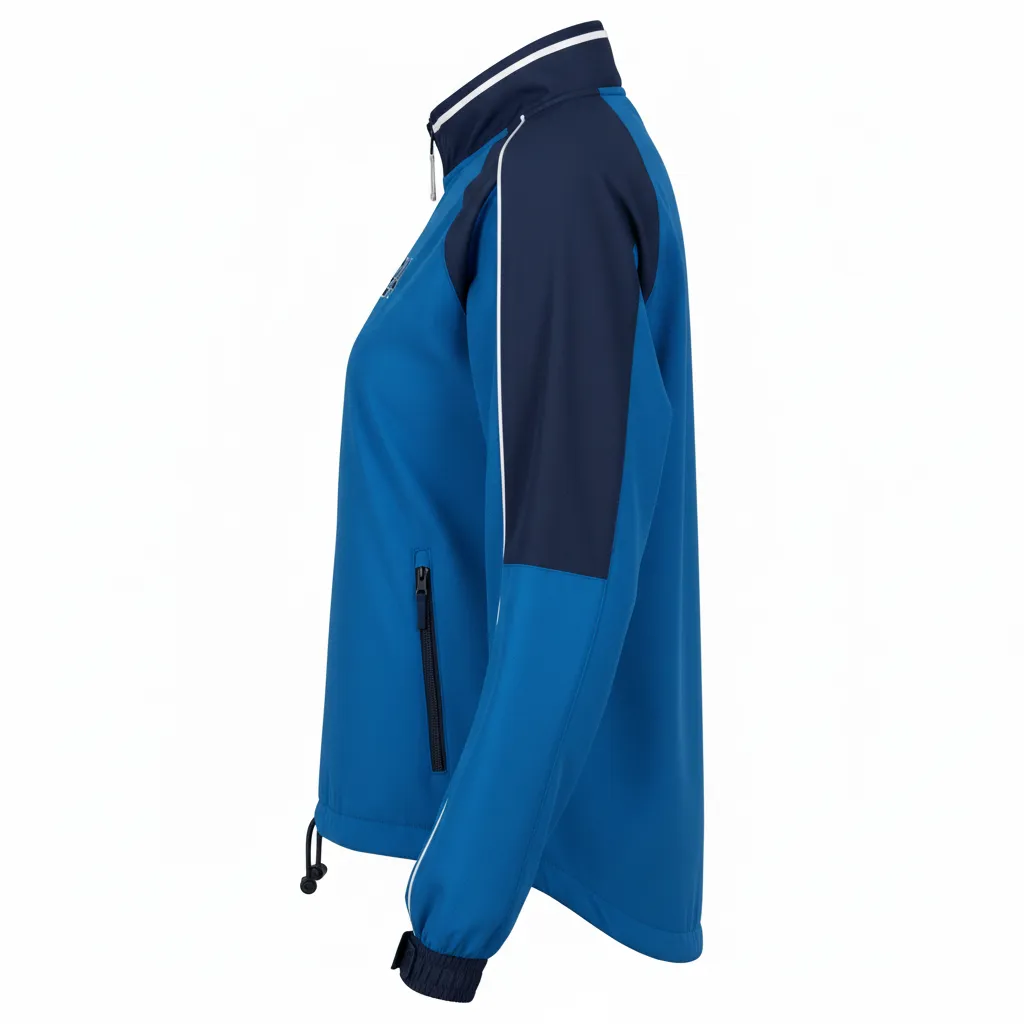 Custom Softball Windbreaker Jacket - Custom Design - Columbianavywhite - Side View - HAMCO Sports Inc.