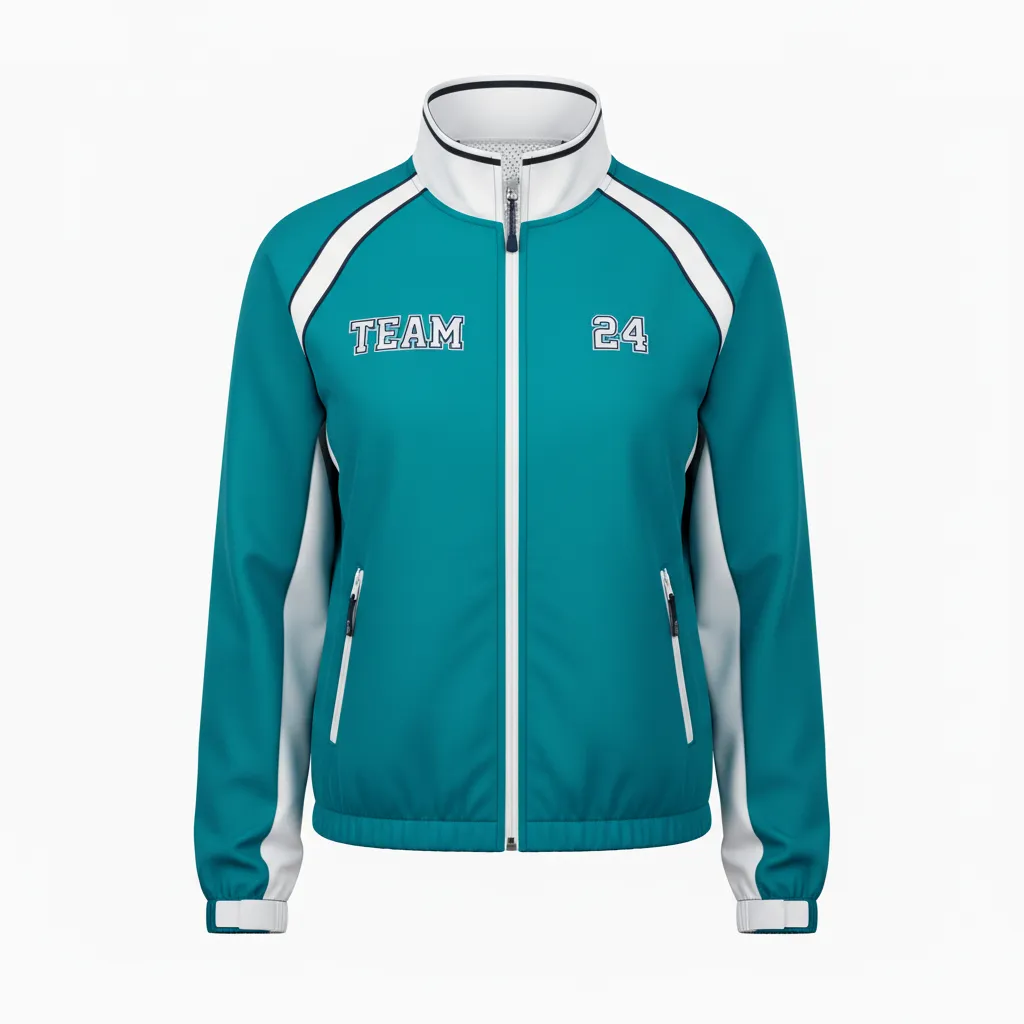 Custom Softball Windbreaker Jacket - Custom Design - Columbiawhitenavy - Front View - HAMCO Sports Inc.