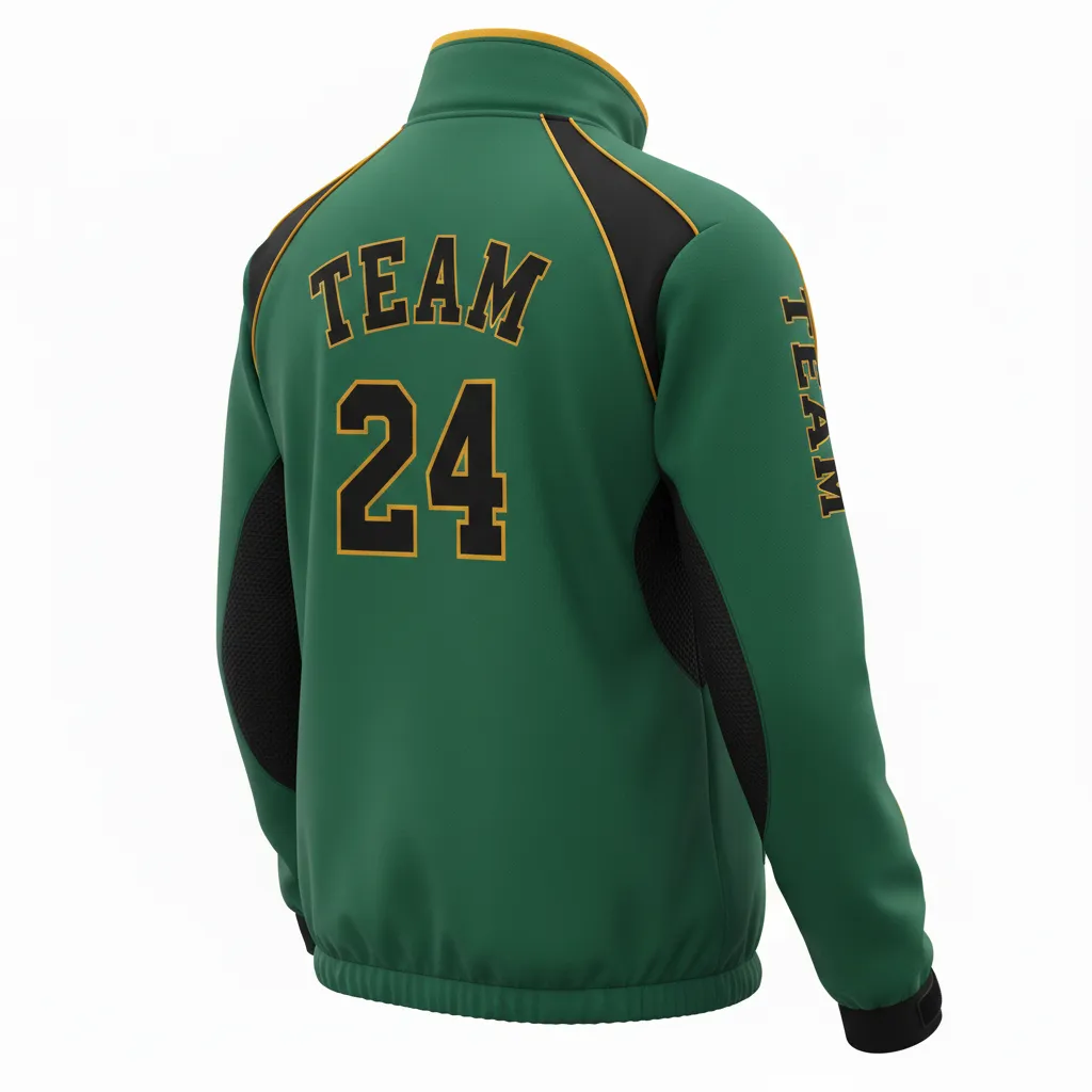 Custom Softball Windbreaker Jacket - Custom Design - Forestblackgold - Back View - HAMCO Sports Inc.