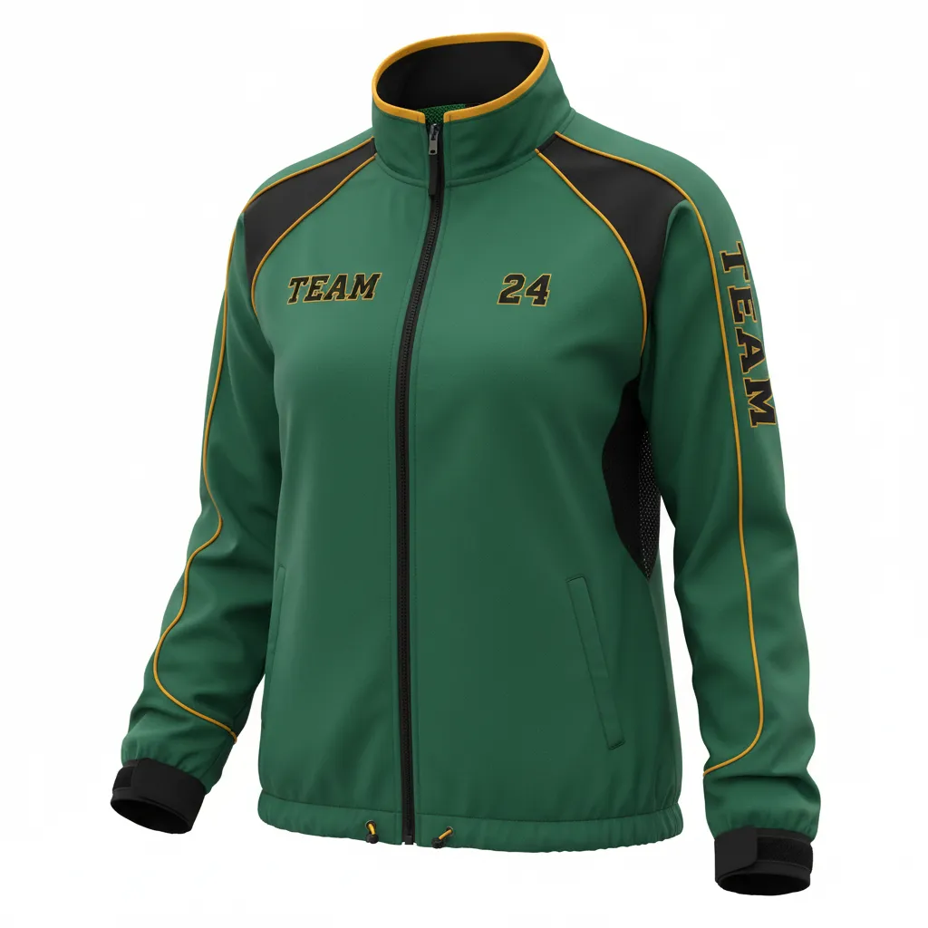Custom Softball Windbreaker Jacket - Custom Design - Forestblackgold - Front View - HAMCO Sports Inc.