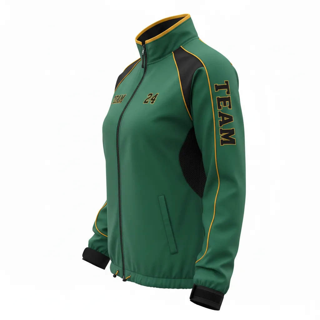 Custom Softball Windbreaker Jacket - Custom Design - Forestblackgold - Side View - HAMCO Sports Inc.