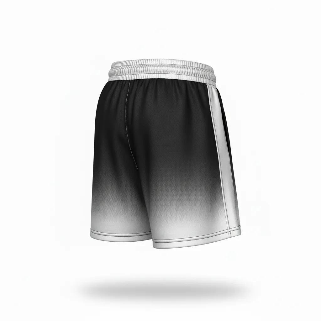 Custom Volleyball Athletic Shorts - Black, Silver - Athletic Shorts Metallic Fade - Back View - HAMCO Sports Inc.